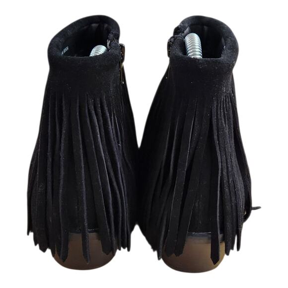 Steve Madden FLIRT Suede Leather Fringe Black Ankle Bootie Boots Size Women 6.5 - Picture 4 of 10